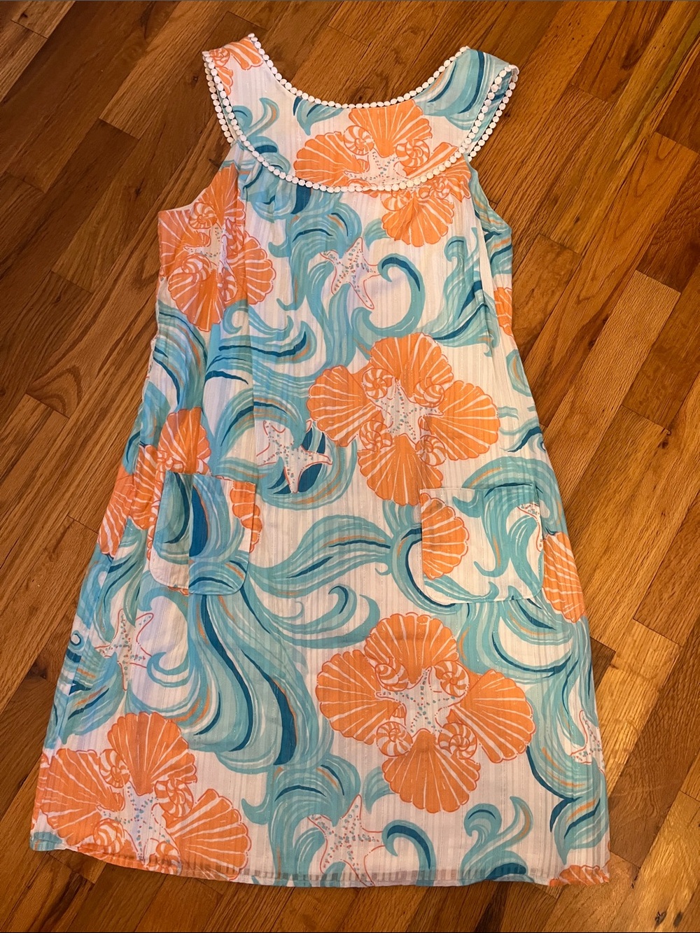 Lilly Pulitzer Orange & Aqua Shell-Print Sundress